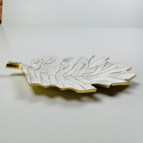 Anthropologie Loretta Leaf Serving Platter Gold - Picture 5 of 8